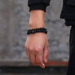 Load image into Gallery viewer, RANKEEF Tiger Eye Bracelet For Men 8MM Natural Stone Beads Bracelet Set Stretch Lava Rock Bracelets Adjustable Black Crystal Beaded Bracelet for Men Women Gifts