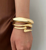 Load image into Gallery viewer, Chunky Gold Bangle Bracelets for Women, Dainty 14k Gold Plated Big Stackable Bangles Set, Trendy Cuff Bracelet Stack Fashion Jewelry Gifts (A1-gold)