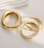 Load image into Gallery viewer, Chunky Gold Bangle Bracelets for Women, Dainty 14k Gold Plated Big Stackable Bangles Set, Trendy Cuff Bracelet Stack Fashion Jewelry Gifts (A1-gold)