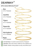 Load image into Gallery viewer, DEARMAY 14K Gold Plated Bracelets for Women Jewelry Sets Stack Trendy Dainty Stackable Paperclip Rope Snake Box Figaro Chain Bracelets Pack Costume Fashion Gifts