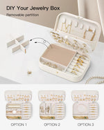 Load image into Gallery viewer, Vlando Travel Jewelry Case for Women Girls Mothers, PU Leather Small Mini Jewelry Box for Rings, Necklaces, Bracelets, Earring Holder Organizer Storage for Travel Accessories, Bridesmaid Gifts - Beige
