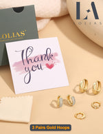 Load image into Gallery viewer, LOLIAS Small 14K Gold Plated Chunky Hoop Earrings for Women Hypoallergenic Silver Earrings Set for Sensitive Ears Non Tarnish Huggie Hoops Earring Stacks for Multiple Piercing Jewelry Lightweight 3Pairs Classic 14K Gold Plated
