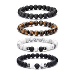 Load image into Gallery viewer, RANKEEF Tiger Eye Bracelet For Men 8MM Natural Stone Beads Bracelet Set Stretch Lava Rock Bracelets Adjustable Black Crystal Beaded Bracelet for Men Women Gifts