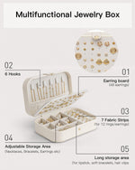 Load image into Gallery viewer, Vlando Travel Jewelry Case for Women Girls Mothers, PU Leather Small Mini Jewelry Box for Rings, Necklaces, Bracelets, Earring Holder Organizer Storage for Travel Accessories, Bridesmaid Gifts - Beige