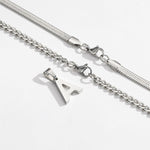 Load image into Gallery viewer, Layered Initial A-Z Pendant Necklaces for Men, Stainless Steel Letter Cuban Link Herringbone Chain Necklace Fashion Jewelry Gifts