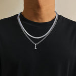 Load image into Gallery viewer, Layered Initial A-Z Pendant Necklaces for Men, Stainless Steel Letter Cuban Link Herringbone Chain Necklace Fashion Jewelry Gifts