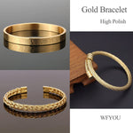 Load image into Gallery viewer, WFYOU 3PCS Stainless Steel Bracelets for Men Gold Roman Numeral Bangle Twisted Cable Adjustable Cuff Bracelet Mens Luxury Jewelry Gifts