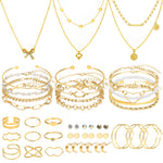 Load image into Gallery viewer, NEWITIN 49 Pieces Gold Jewelry Set for Women Fashion Costume Jewelry Gold Plated Necklace Bracelet Ring Earrings Set for Women