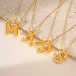 Load image into Gallery viewer, Bubble Letter Necklace for Women, Silver Plated Balloon Initial Letter Pendant Necklace Dainty Charm Initial Necklaces for Women Trendy Chunky Custom Name Necklace Silver Jewelry