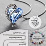 Load image into Gallery viewer, Leafael Necklaces for Women, Infinity Love Birthstone Heart Pendant with Light Sapphire Blue Crystal for March December, Birthday Jewelry Gifts for Her, Mom, and Wife, Silver Plated, 18 + 2 inch Chain