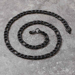Load image into Gallery viewer, Mens Necklace Black Plated Smooth Figaro Chain 9mm Width 28 Inches Stylish Jewelry