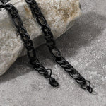 Load image into Gallery viewer, Mens Necklace Black Plated Smooth Figaro Chain 9mm Width 28 Inches Stylish Jewelry