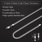 Load image into Gallery viewer, Silver Chain Necklace for Men, 3.5mm Cuban Link Chain for Men Women Stainless Steel Chain Sturdy Men's Chain Necklaces 18 Inch
