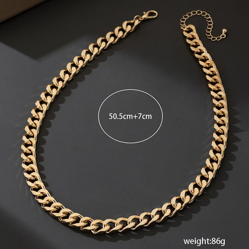 Chunky Cuban Link Curb Chain Necklace for Women Men Dainty 18K Gold Silver Tone Choker Thick Trendy Statement Diamond Cut Punk Hip Hop Cuban Chain Jewelry Gifts Unisex Size 5mm/9mm/13mm/16mm