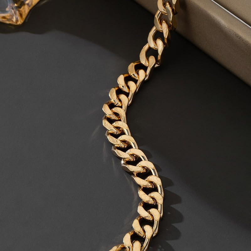 Chunky Cuban Link Curb Chain Necklace for Women Men Dainty 18K Gold Silver Tone Choker Thick Trendy Statement Diamond Cut Punk Hip Hop Cuban Chain Jewelry Gifts Unisex Size 5mm/9mm/13mm/16mm