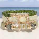 Load image into Gallery viewer, 4Pcs Bohemia Multilayer Stackable Beaded Bracelets Set Colorful Crystal Stone Gold Beaded Stretch Bracelets Hawaii Charm Bracelet for Women Men Summer Beach Boho Vacation Jewelry Gifts-Green
