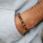 Load image into Gallery viewer, RANKEEF Tiger Eye Bracelet For Men 8MM Natural Stone Beads Bracelet Set Stretch Lava Rock Bracelets Adjustable Black Crystal Beaded Bracelet for Men Women Gifts
