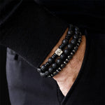 Load image into Gallery viewer, RANKEEF Tiger Eye Bracelet For Men 8MM Natural Stone Beads Bracelet Set Stretch Lava Rock Bracelets Adjustable Black Crystal Beaded Bracelet for Men Women Gifts
