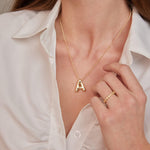 Load image into Gallery viewer, Bubble Letter Necklace for Women, Silver Plated Balloon Initial Letter Pendant Necklace Dainty Charm Initial Necklaces for Women Trendy Chunky Custom Name Necklace Silver Jewelry
