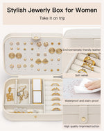Load image into Gallery viewer, Vlando Travel Jewelry Case for Women Girls Mothers, PU Leather Small Mini Jewelry Box for Rings, Necklaces, Bracelets, Earring Holder Organizer Storage for Travel Accessories, Bridesmaid Gifts - Beige
