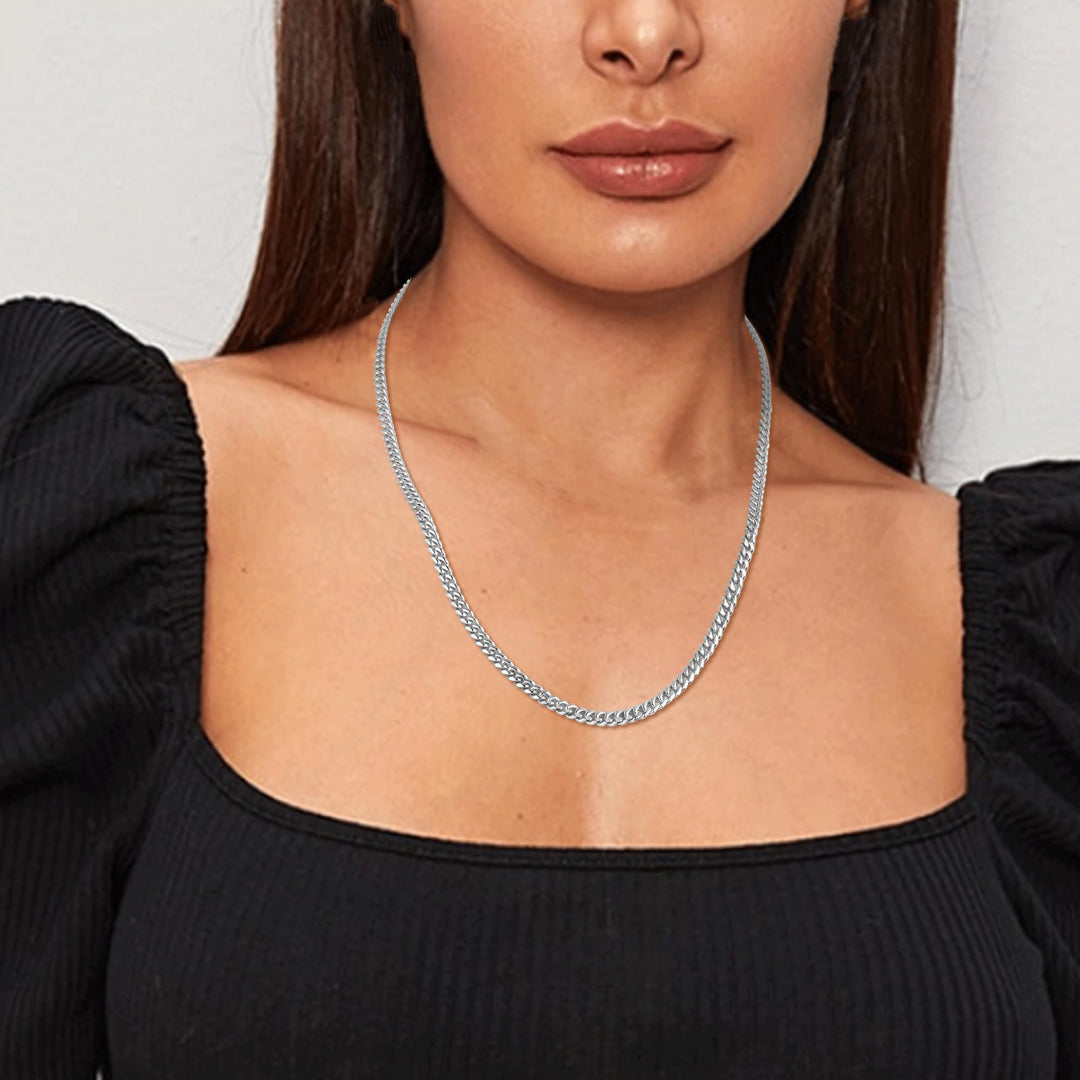 Silver Chain Necklace for Men, 3.5mm Cuban Link Chain for Men Women Stainless Steel Chain Sturdy Men's Chain Necklaces 18 Inch