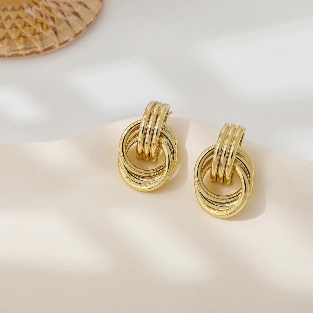 SHERLOVE Trendy Gold Plated Knot Earrings for Women Chunky Statement Drop Dangle Earrings Lightweight Hypoallergenic Fashion Accessories Gifts for Womens Gold Jewelry