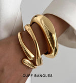 Load image into Gallery viewer, Chunky Gold Bangle Bracelets for Women, Dainty 14k Gold Plated Big Stackable Bangles Set, Trendy Cuff Bracelet Stack Fashion Jewelry Gifts (A1-gold)
