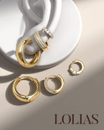 Load image into Gallery viewer, LOLIAS Small 14K Gold Plated Chunky Hoop Earrings for Women Hypoallergenic Silver Earrings Set for Sensitive Ears Non Tarnish Huggie Hoops Earring Stacks for Multiple Piercing Jewelry Lightweight 3Pairs Classic 14K Gold Plated
