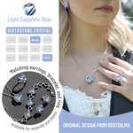Load image into Gallery viewer, Leafael Necklaces for Women, Infinity Love Birthstone Heart Pendant with Light Sapphire Blue Crystal for March December, Birthday Jewelry Gifts for Her, Mom, and Wife, Silver Plated, 18 + 2 inch Chain
