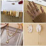 Load image into Gallery viewer, CONGYING 65 Pcs Gold Jewelry Set with 6Pcs Layered Necklace, 11 Pcs anklet and 7Pcs Earring Ear Cuff,11Hoop Earrings,15pcs Rings,15pcs stud earrings Jewerly set for Women Gift
