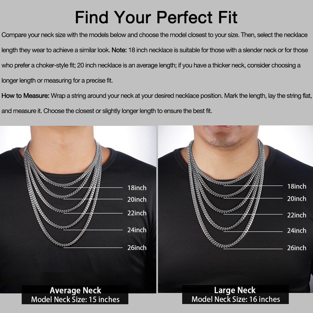 Silver Chain Necklace for Men, 3.5mm Cuban Link Chain for Men Women Stainless Steel Chain Sturdy Men's Chain Necklaces 18 Inch